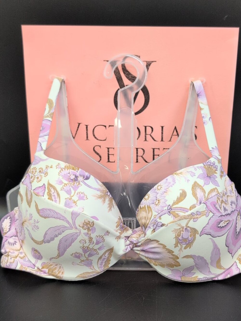 Victoria's Secret Essential Twist Push Up Bikini Top 34C Delicate Violet Floral